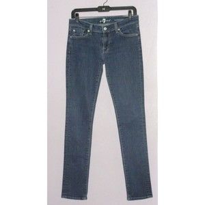 7 For All Mankind Roxanne Women's Skinny Blue Denim Jeans 28x30 Zip Closure